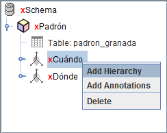 Añadir Jerarquía a una dimensión.