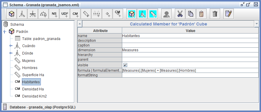 Definición de calculated member en un esquema.